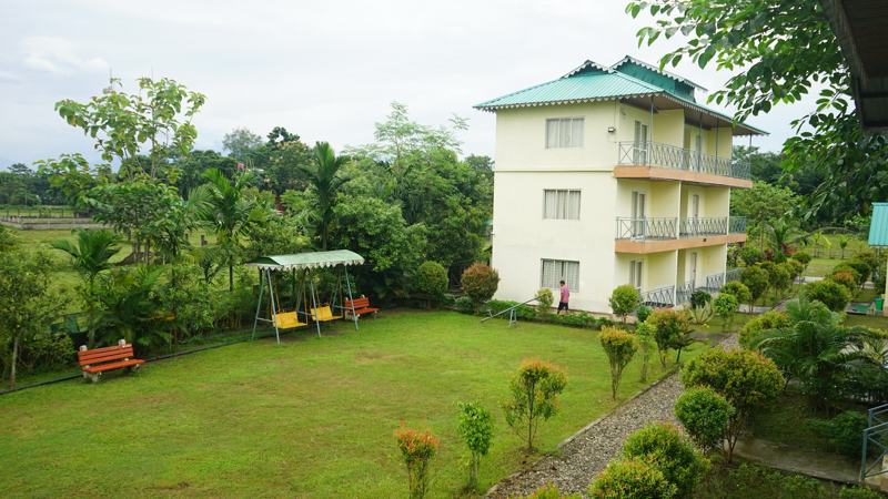 Resort building and lawn